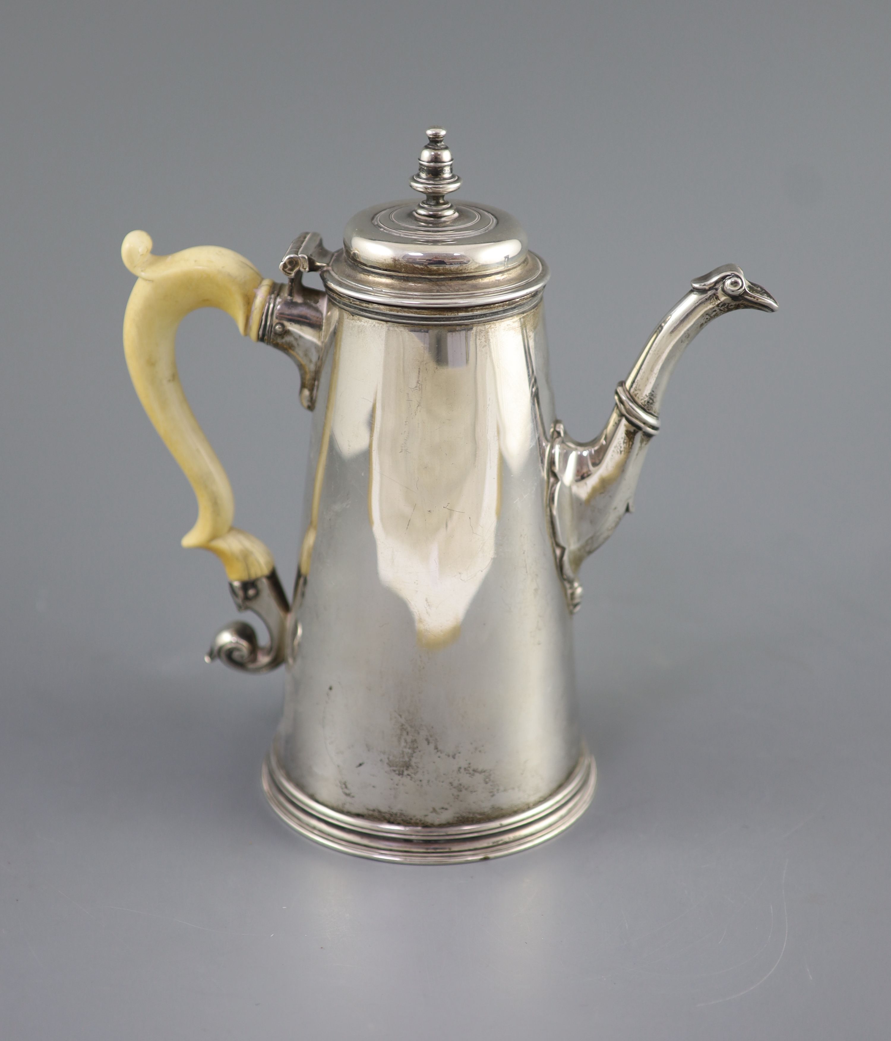 A George II silver coffee pot, by Robert Lucas